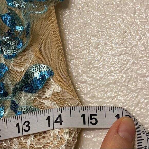 A Wish come true Dance costume aqua blue pleated sequin V1854Y Fidelity Adult MA - Picture 7 of 15